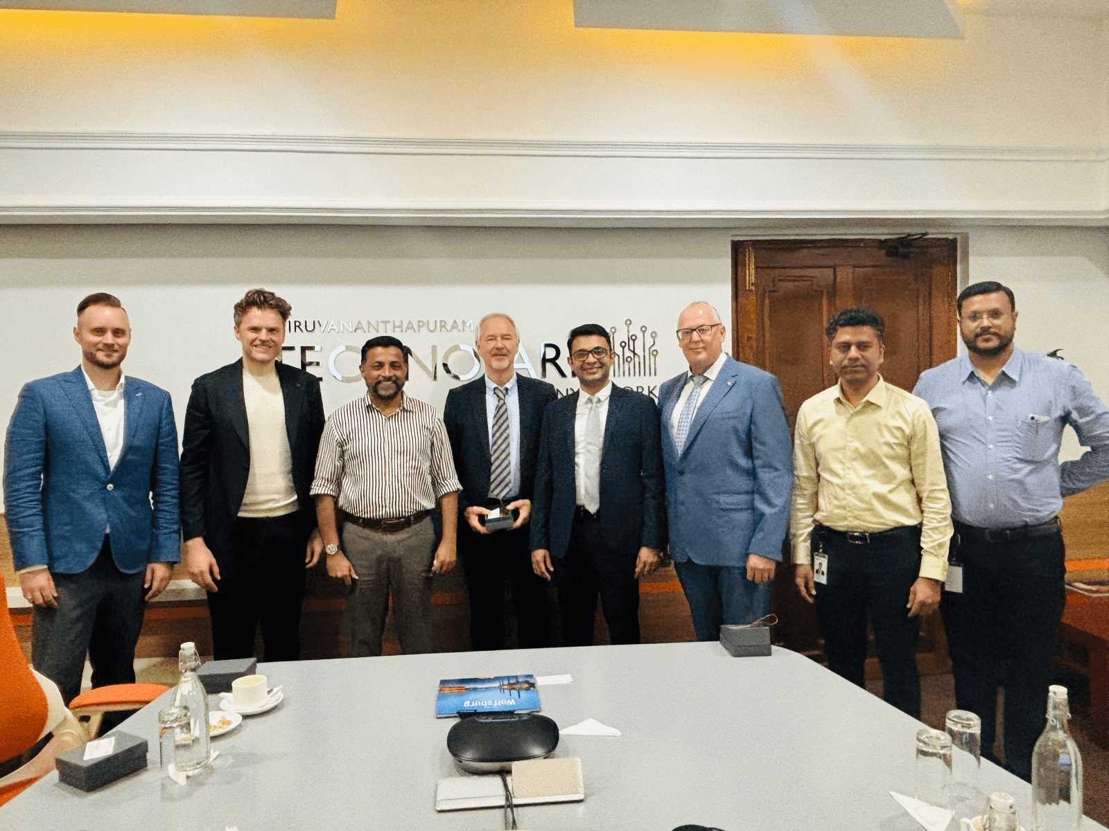 Delegates from Deutsche Bahn AG visit Technopark and interact with Col Sanjeev Nair (Retd.), CEO Technopark, and Shri Vasanth Varada, AGM, Customer Relationships.