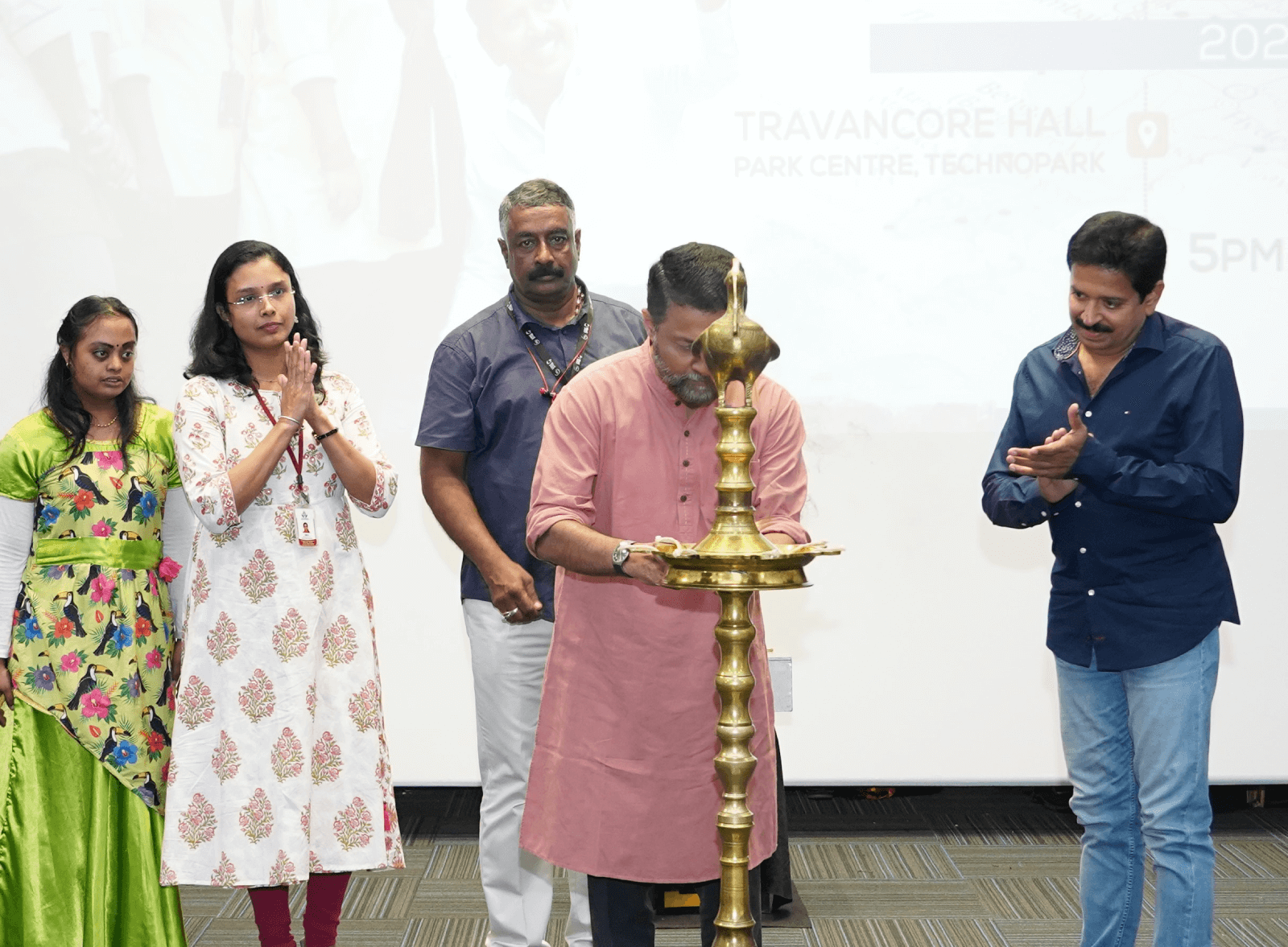 CEO Technopark, Col Sanjeev Nair (Retd.) inaugurating the Unified Voices event at Technopark by lighting the auspicious lamp.