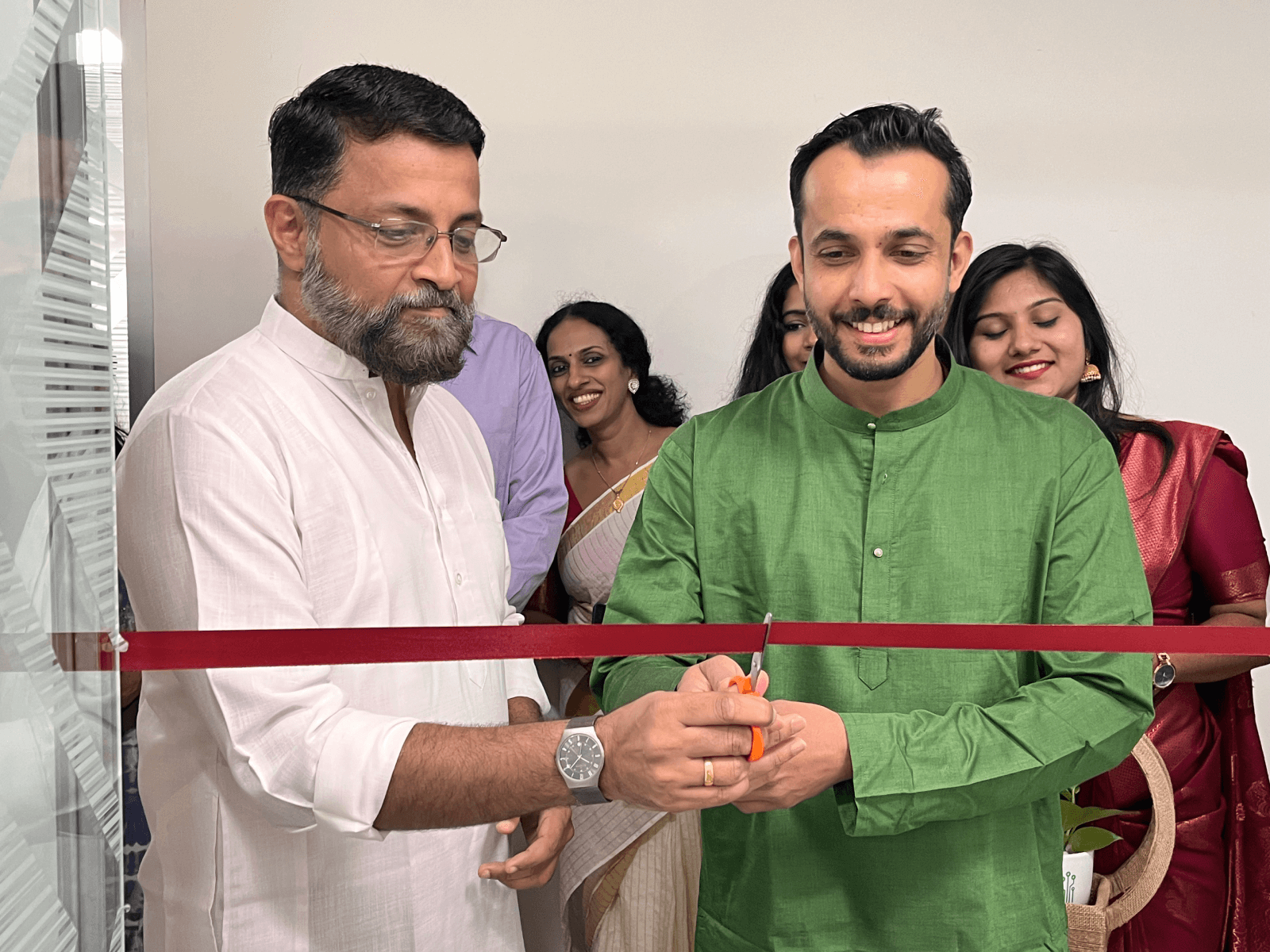 Col Sanjeev Nair (Retd), CEO Technopark, and Mr. Shivakumar Naduvath, founder and CEO, Gritstone Technologies inaugurating the latter's office at Technocity.