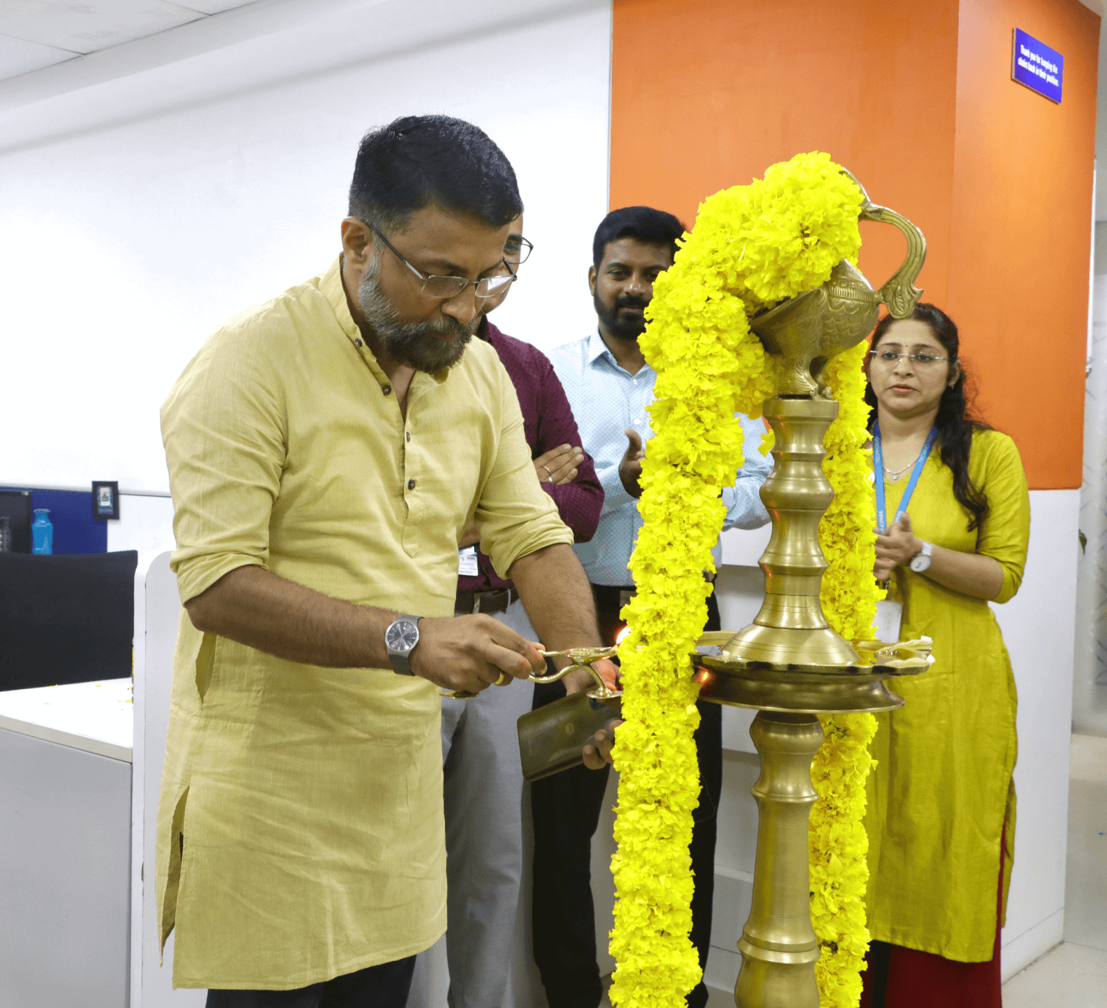 Col Sanjeev Nair (Retd), CEO, Technopark, lighting the ceremonial lamp.