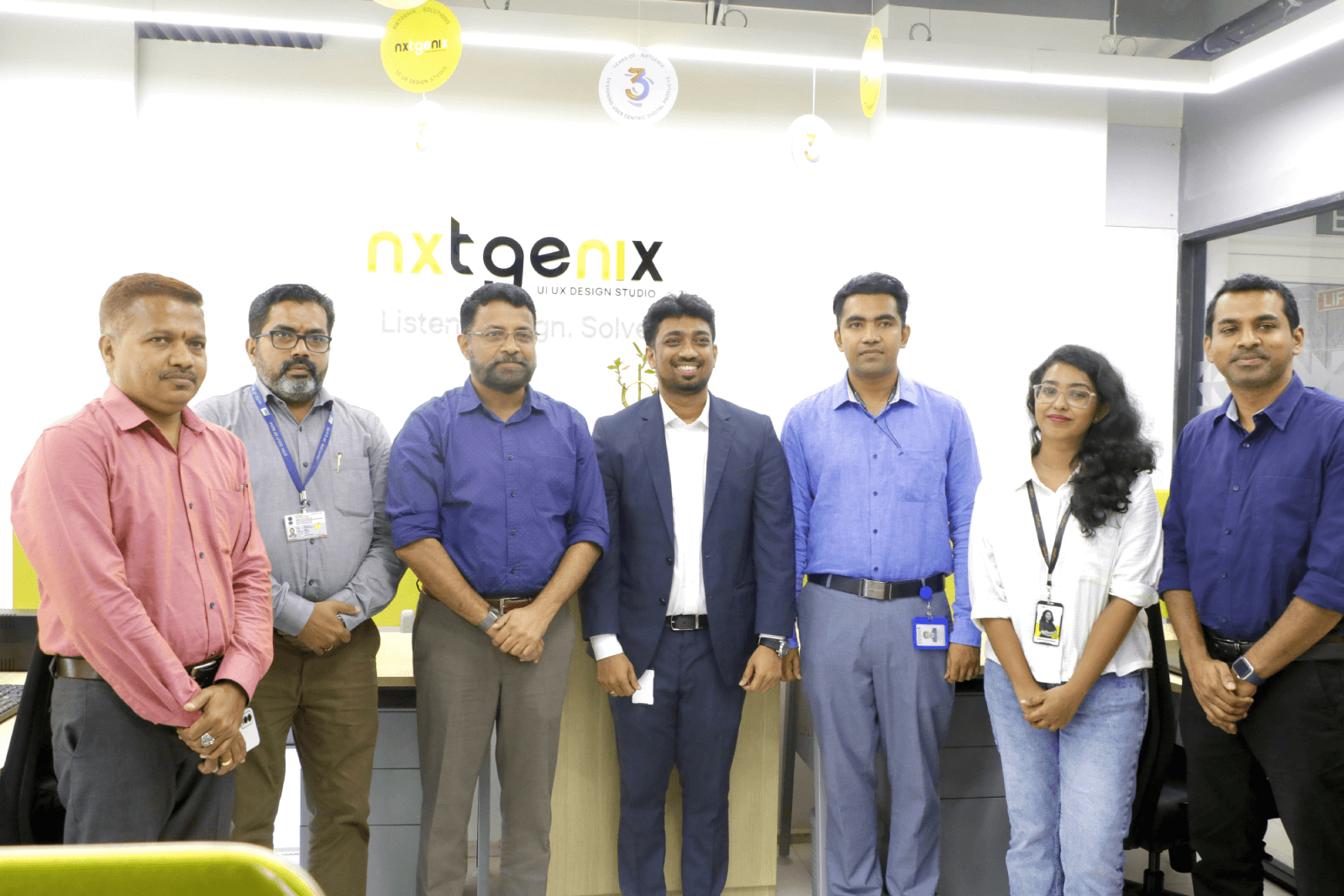 Col Sanjeev Nair (Retd), CEO, Technopark, with team NxtGenix Solutions.