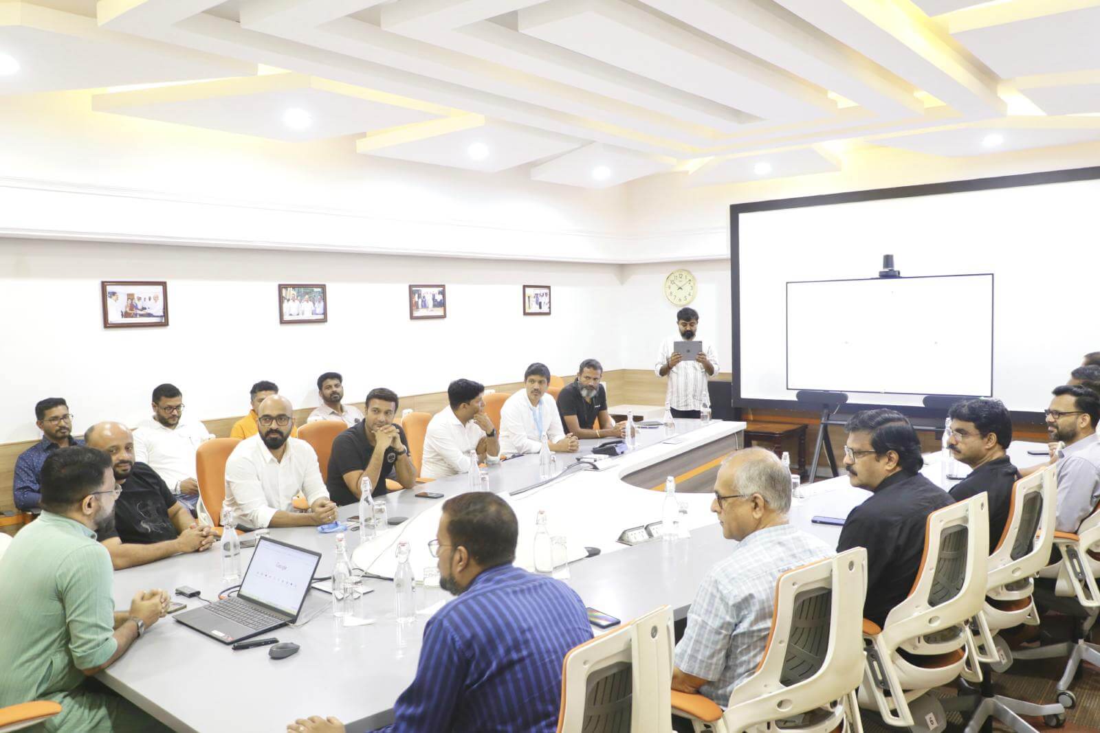 Col Sanjeev Nair (Retd), CEO Technopark, talks to the gathering before launching the website.