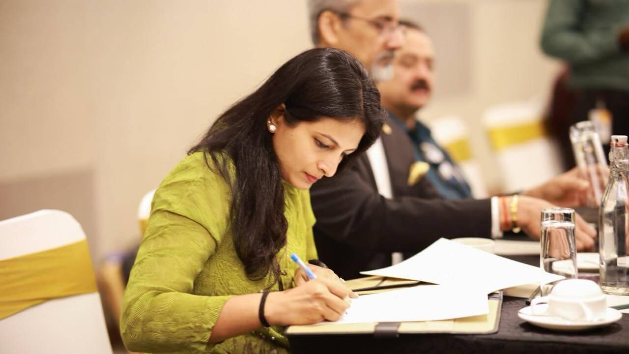 Ms. Nirupa Shankar,  Joint Managing Director, Brigade Group, at the MoU signing.