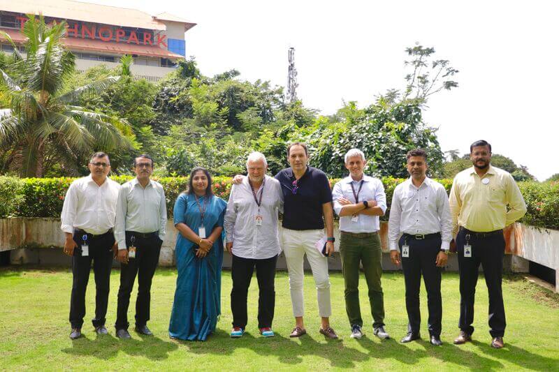 Representatives from Gruppo Zenit - Italy, Mr. GianLuca Spizzirri from Commvault, and E Team India explore Technopark's facilities and infrastructure.