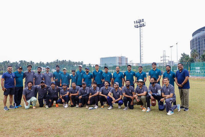 A friendly cricket match, played between the Bureaucrats and Technocrats, at the UST grounds in Technopark.