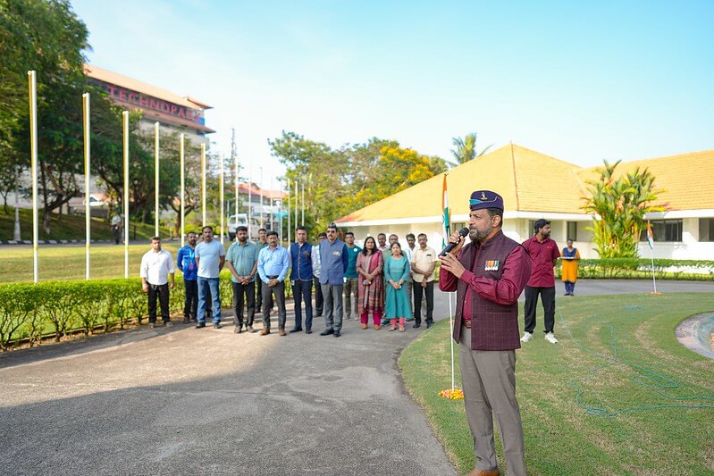 CEO Technopark addressing the gathering on the 76th Republic Day celebrations at Phase I.