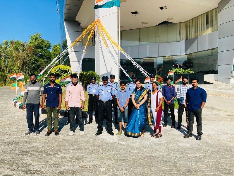 Ms. Jayanthi R with the staff at Technopark Phase V, Kollam.